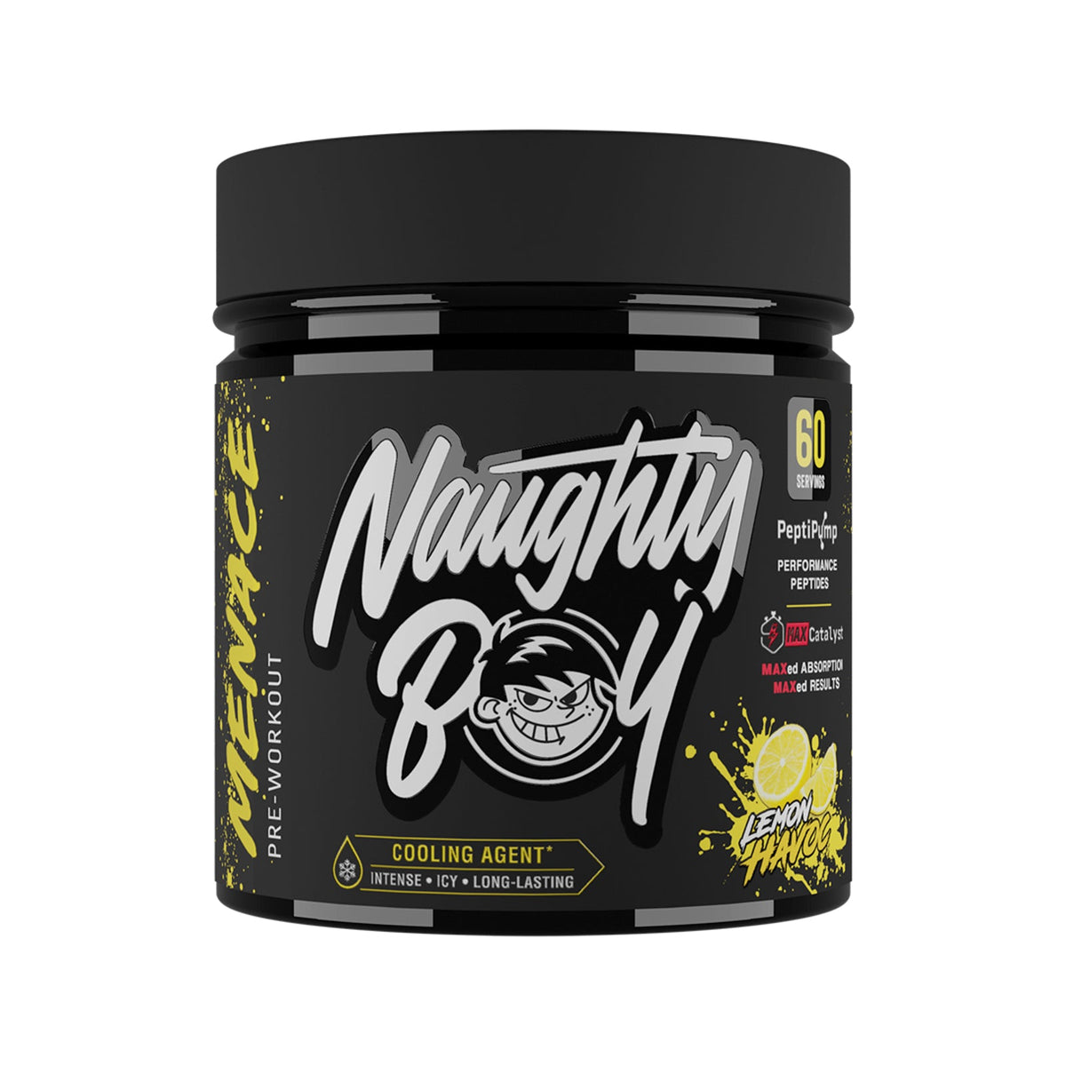 Pot de 420 g Naughty Boy Menace V2 édition limitée goût Lemon Havoc, pré-entraînement