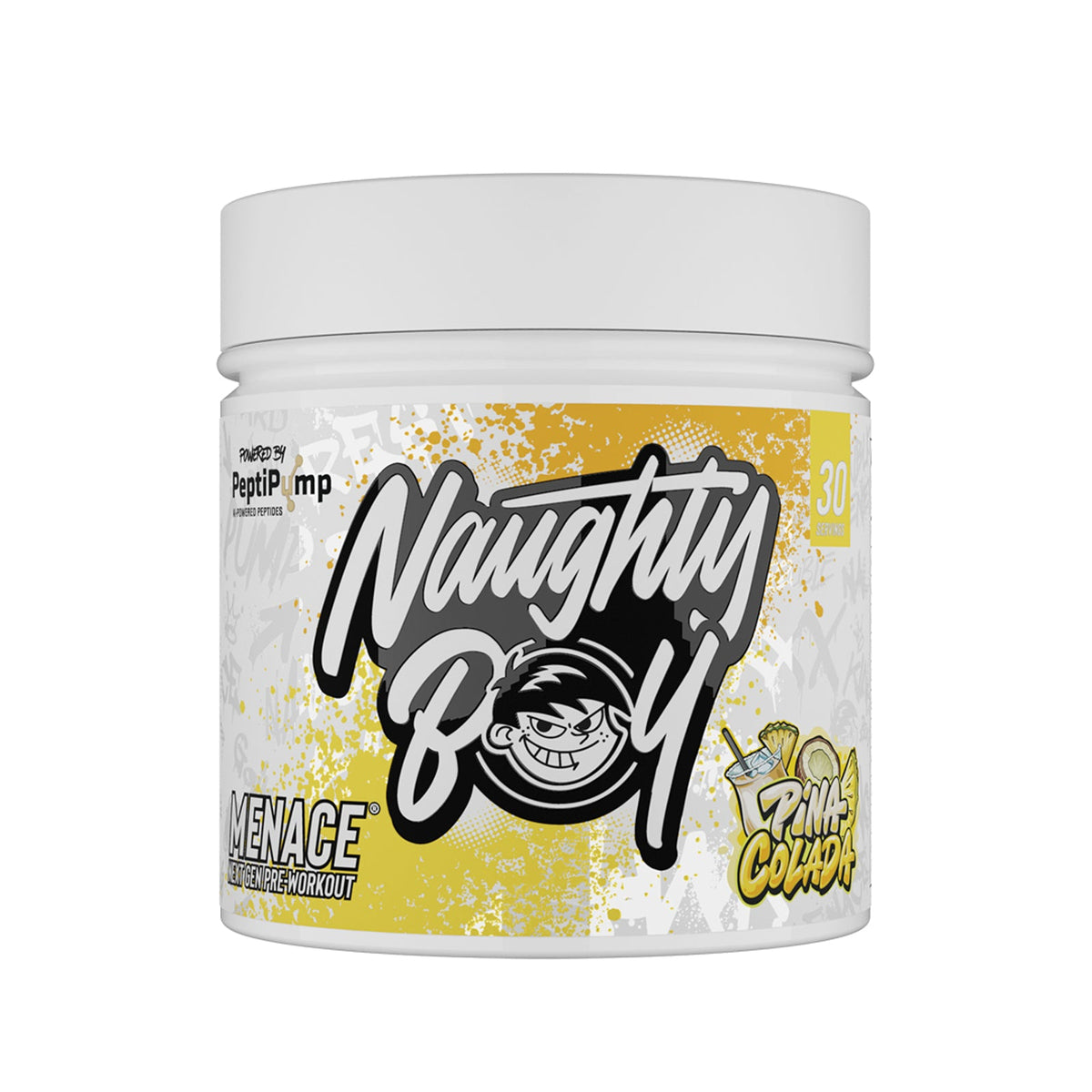 Pot de 210 g Naughty Boy Menace V2 goût Pina Colada, pré-entraînement