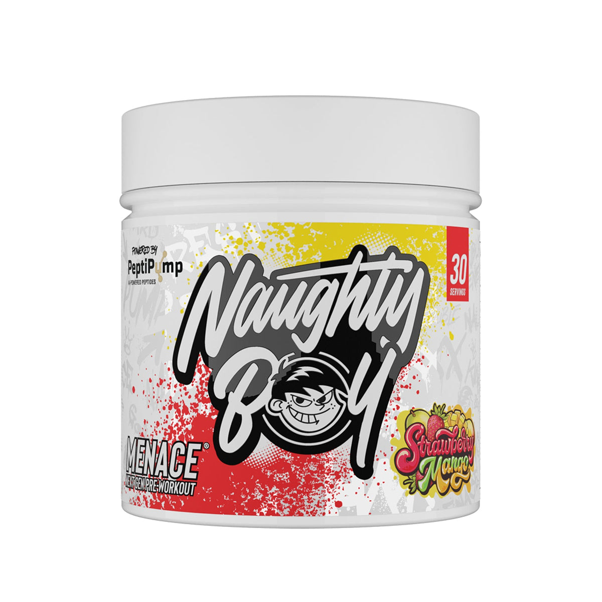 Pot de 210 g Naughty Boy Menace V2 goût Strawberry Mango, pré-entraînement