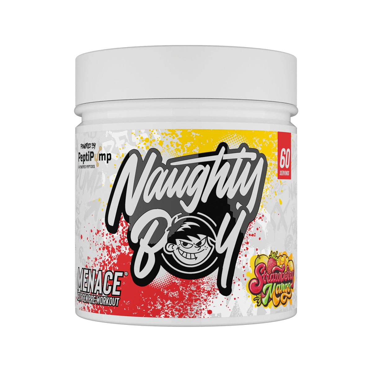 Pot de 420 g Naughty Boy Menace V2 goût Strawberry Mango, pré-entraînement