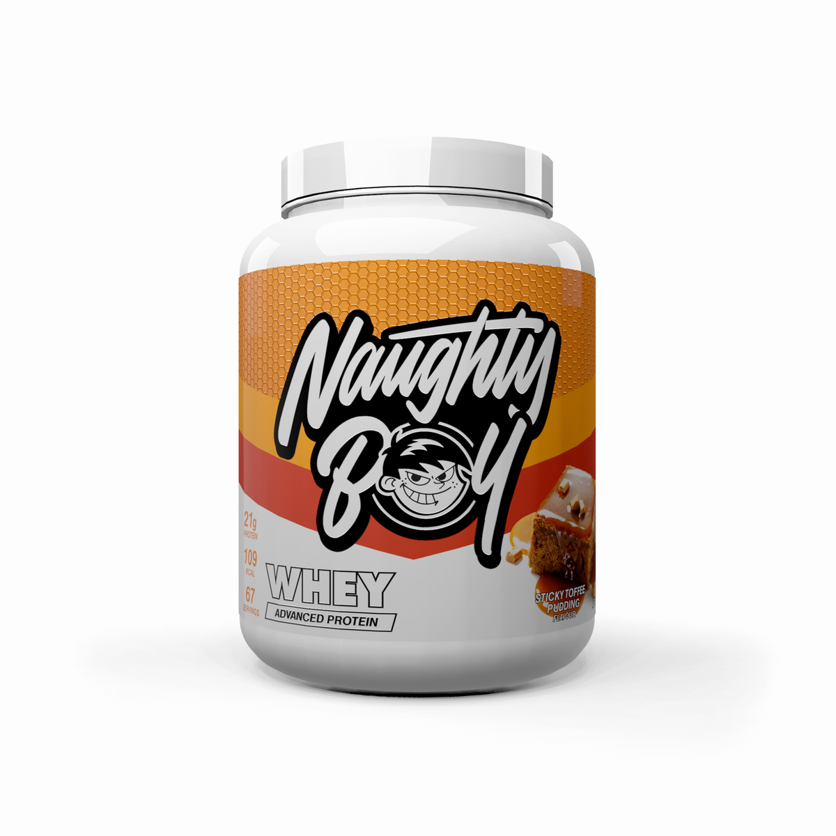Pot de 2,01 kg Naughty Boy Advanced Whey goût Sticky Toffee Pudding