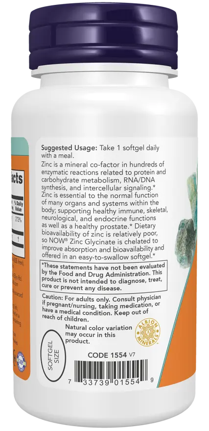 Now Foods Zinc Glycinate - Oligo-Élément Biodisponible NOW FOODS