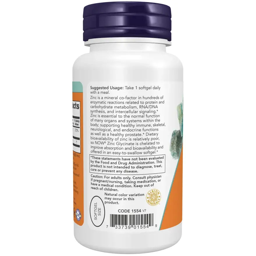 Now Foods Zinc Glycinate - Oligo-Élément Biodisponible NOW FOODS