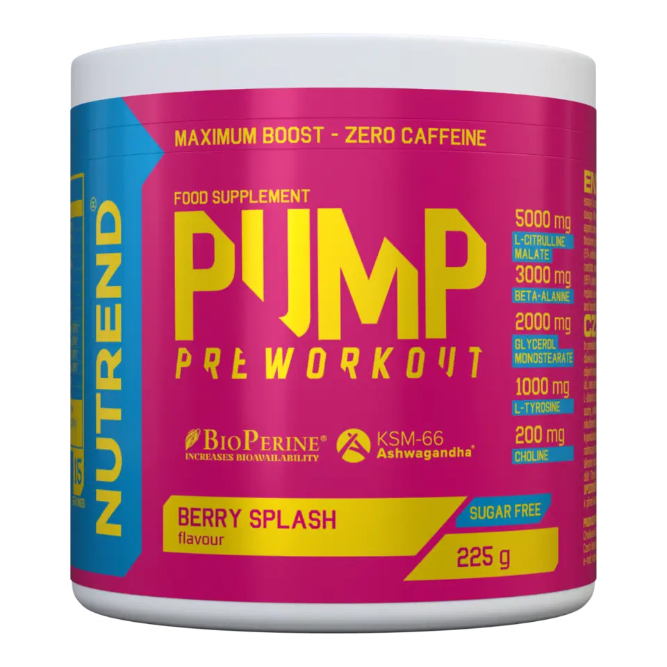 Nutrend Pump Pre Workout Caffeine-Free 225g - Maximum Pump Nutrend