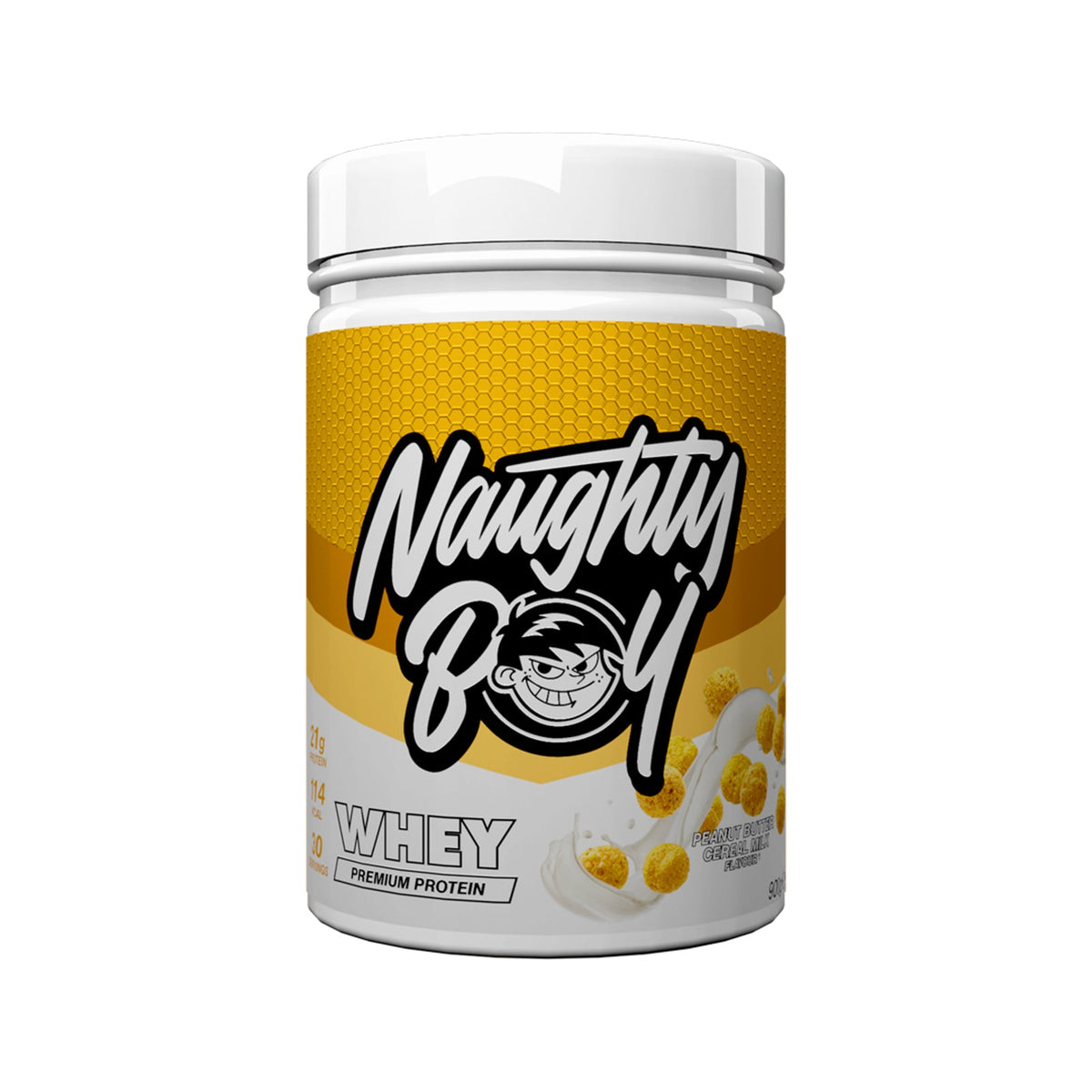 Pot de 900 g Naughty Boy Advanced Whey goût Peanut Butter Cereal Milk