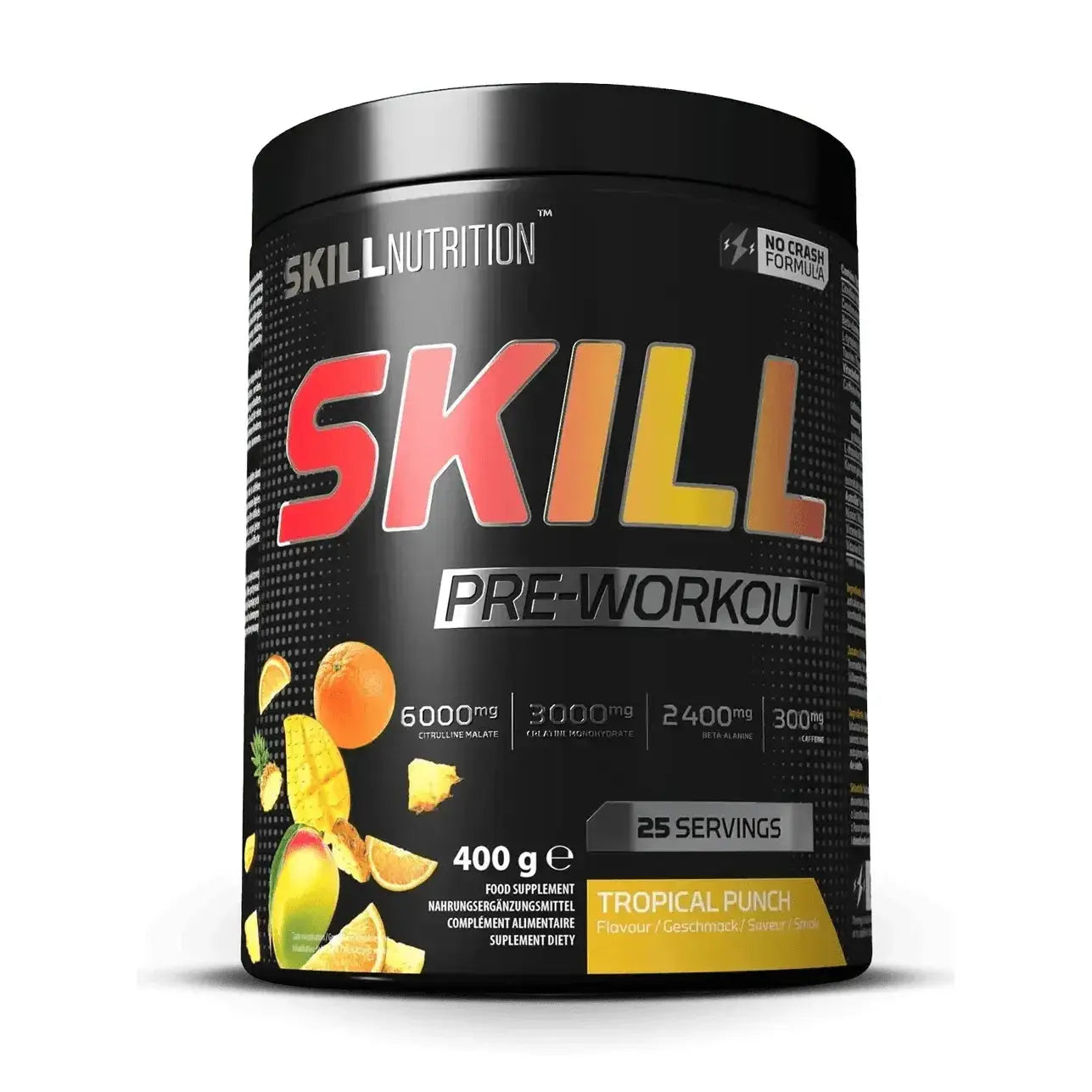Skill Nutrition Pre Workout 400g - Formule No-Crash & 25 Doses Explosives Skill Nutrition