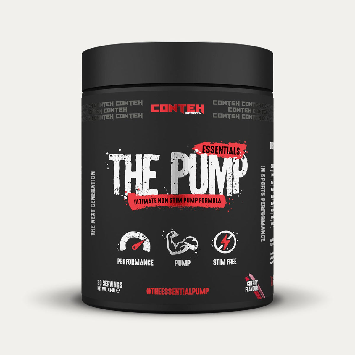 Pot de Conteh Sports The Pump, avant-séance sans stimulant à la L-citrulline, saveur Cerise