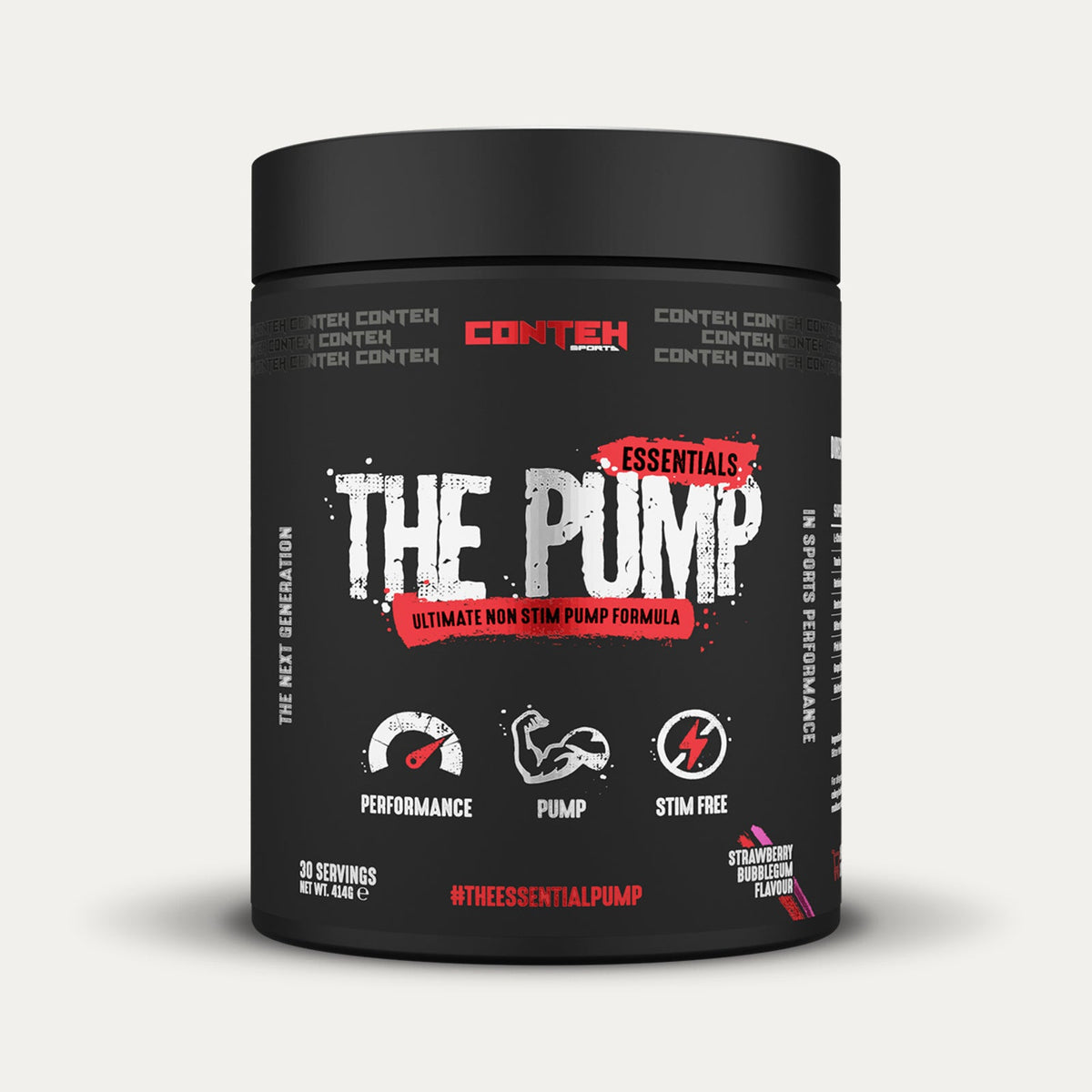 Pot de Conteh Sports The Pump, avant-séance sans stimulant à la L-citrulline, saveur Fraise Chewing-gum