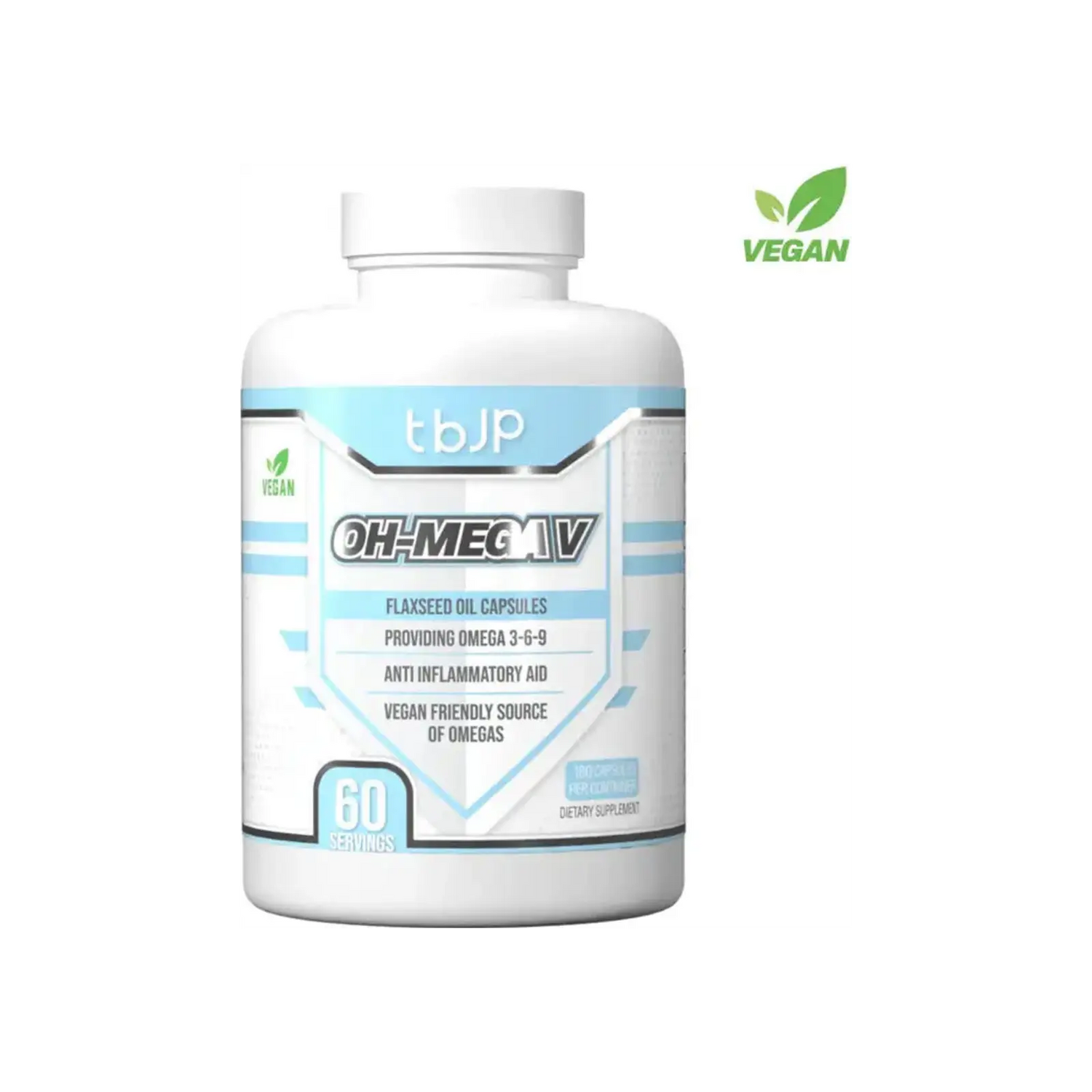 TrainedByJP OH Mega V, plant-based omega 3 6 9 from flaxseed