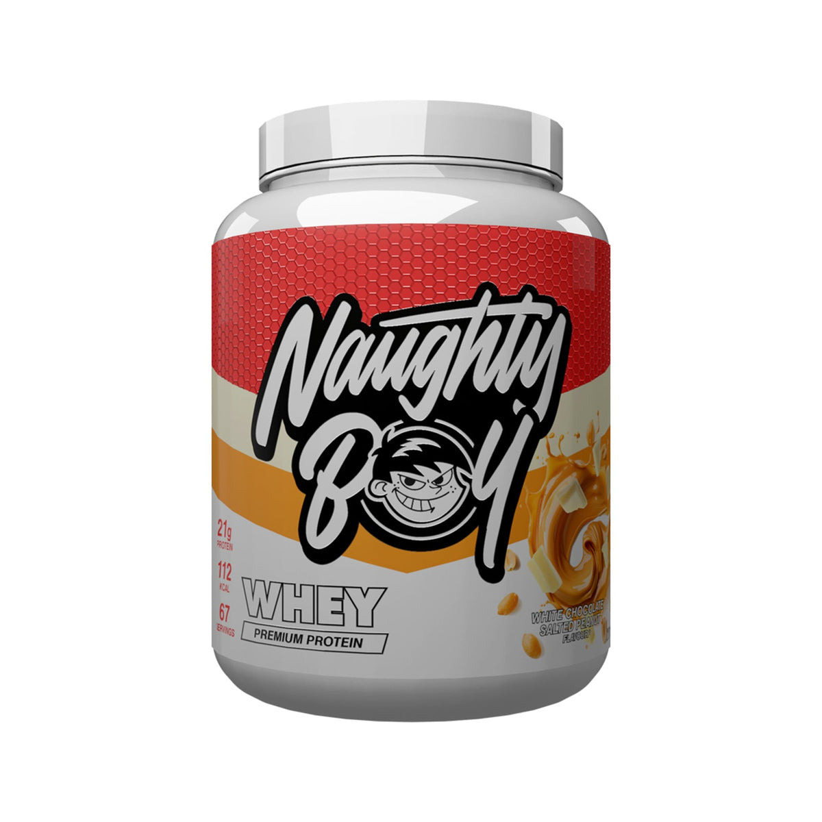 Pot de 2,01 kg Naughty Boy Advanced Whey goût White Chocolate Salted Peanut