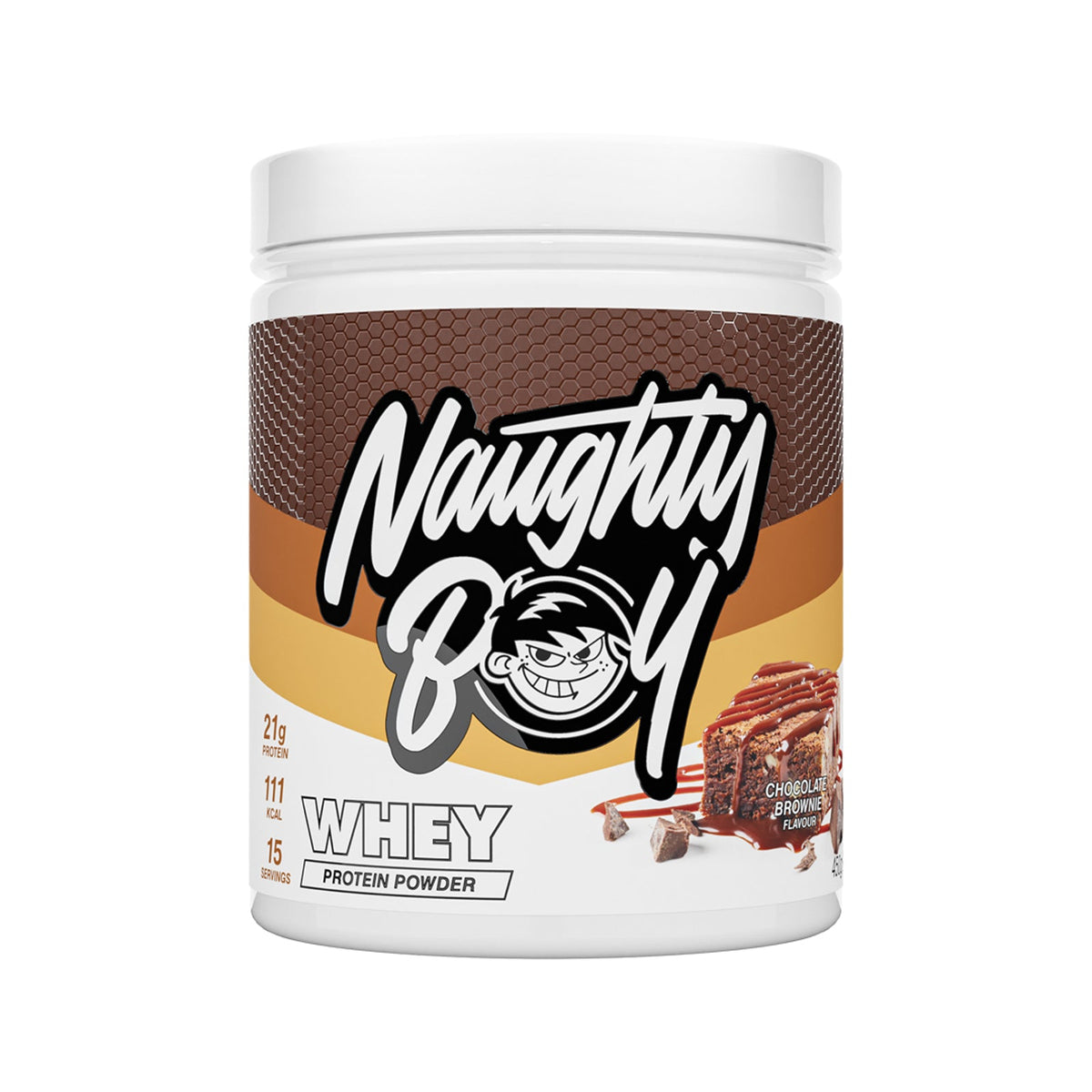 Pot de 450 g Naughty Boy Whey Protein goût Chocolate Brownie, whey concentrée