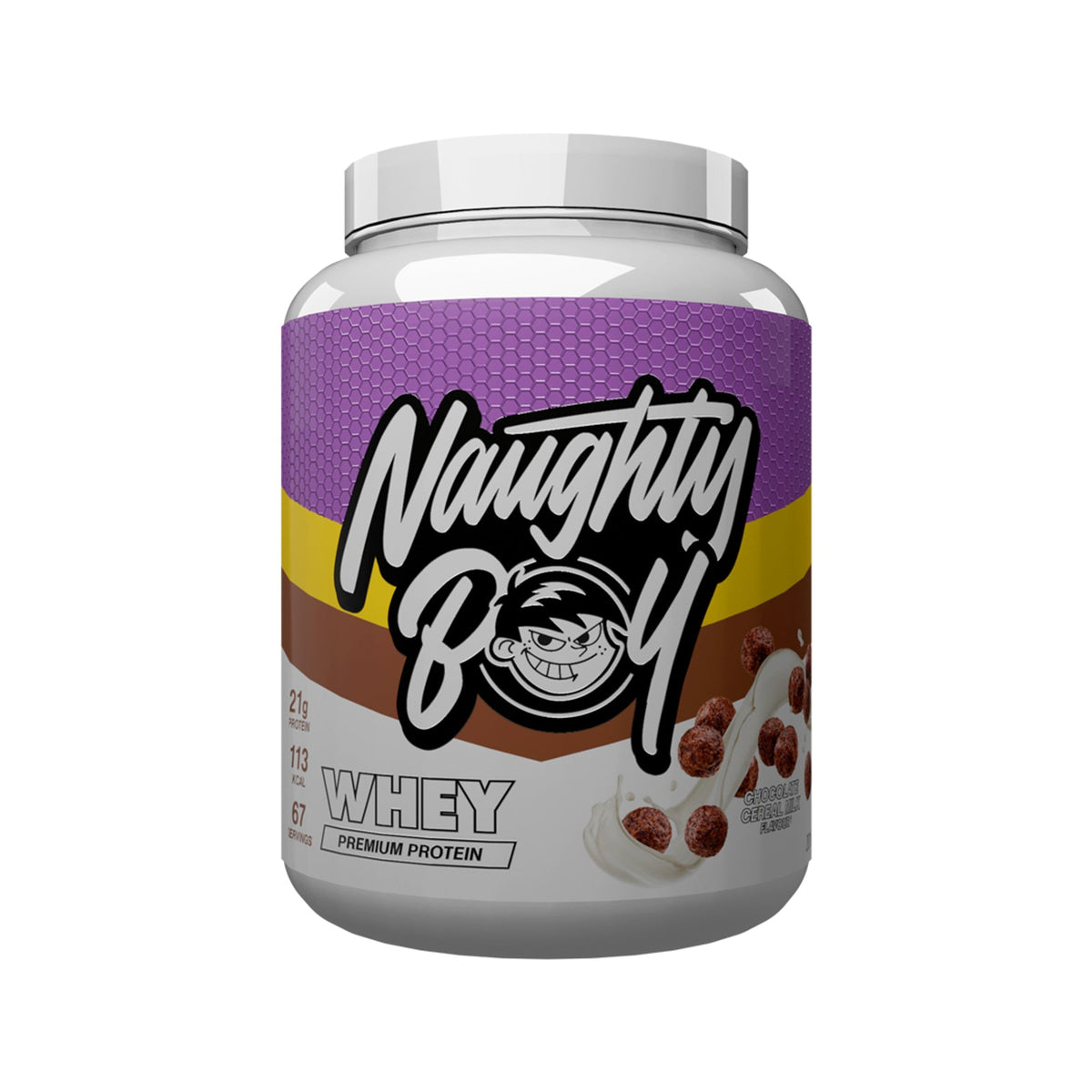 Pot de 2,01 kg Naughty Boy Advanced Whey goût Chocolate Cereal Milk