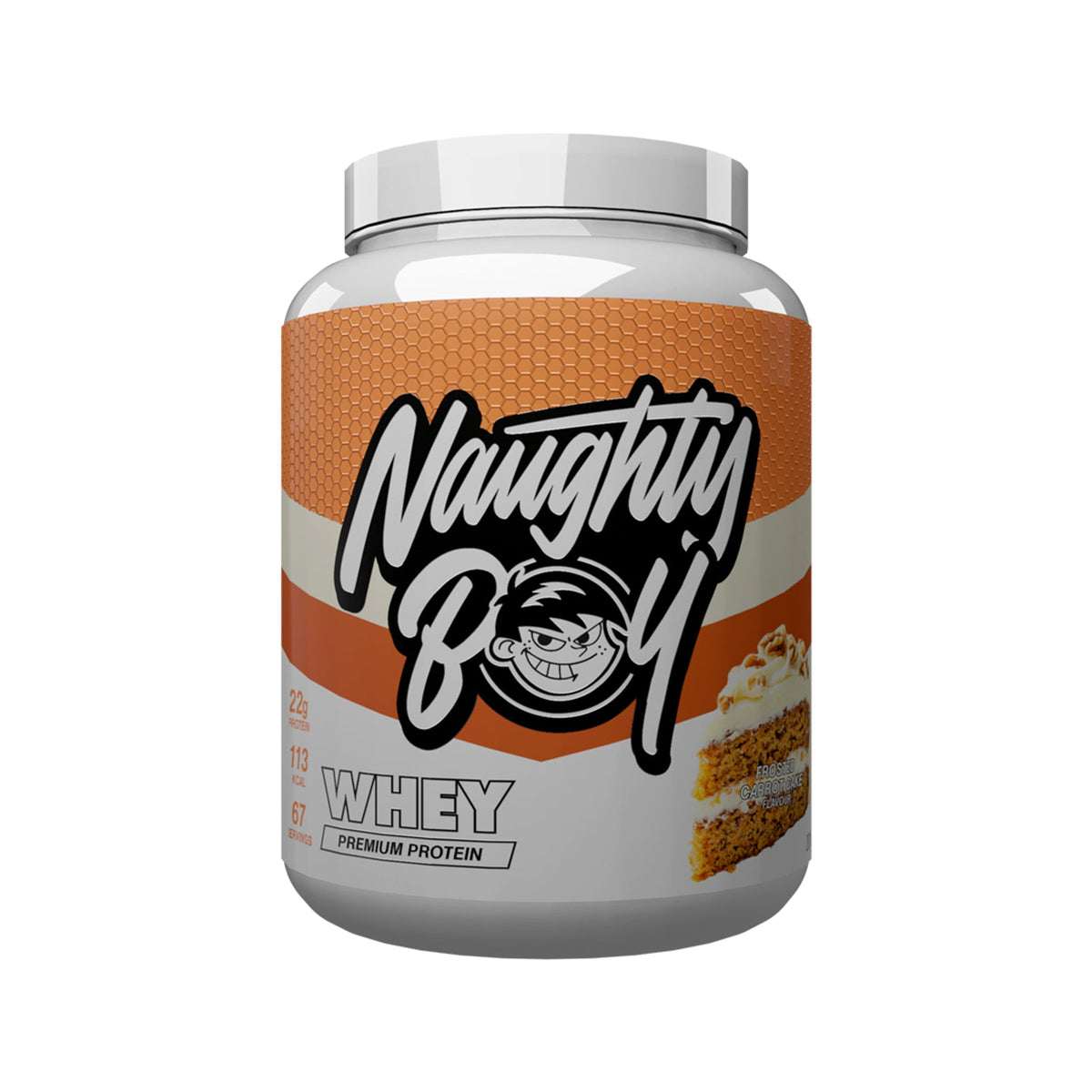 Pot de 2,01 kg Naughty Boy Advanced Whey goût Frosted Carrot Cake