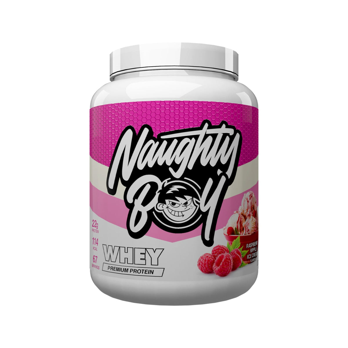 Pot de 2,01 kg Naughty Boy Advanced Whey goût Raspberry Ripple Ice Cream