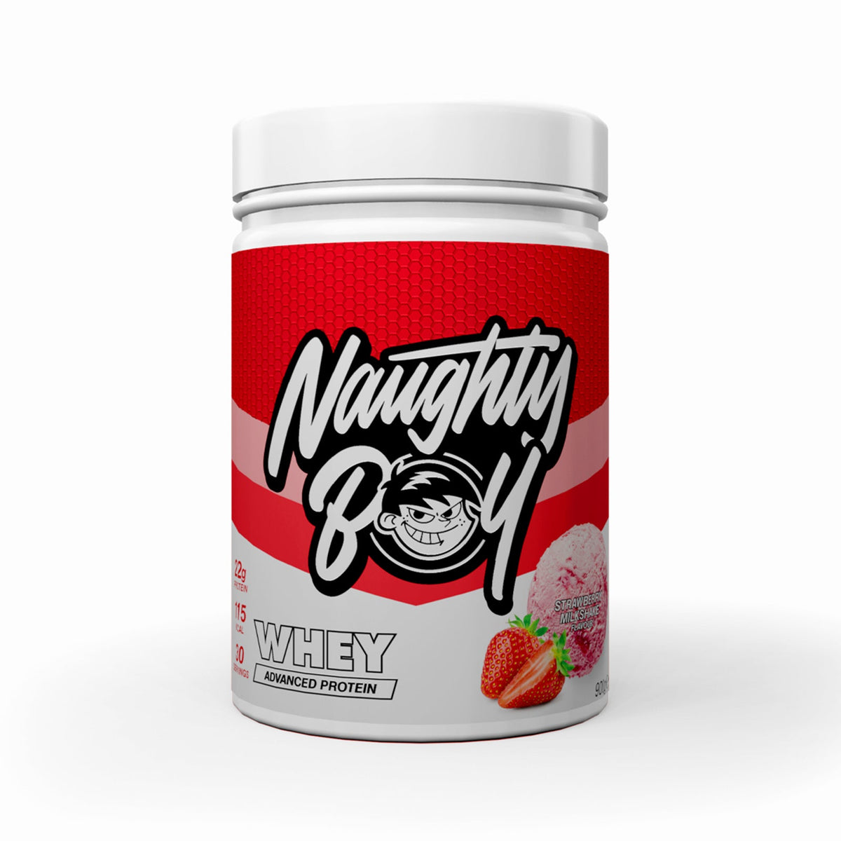 Pot de 900 g Naughty Boy Advanced Whey goût Strawberry Milkshake