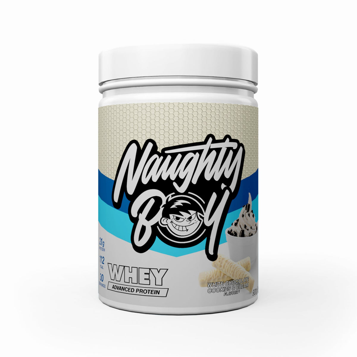 Pot de 900 g Naughty Boy Advanced Whey goût White Chocolate Cookies and Cream