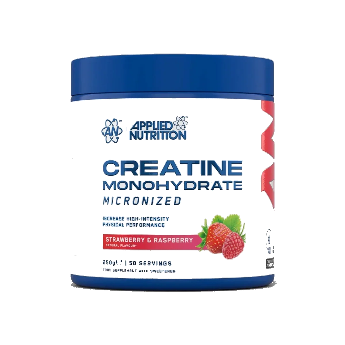 Pot d'Applied Nutrition Créatine Monohydrate 250 g, saveur Fraise Framboise