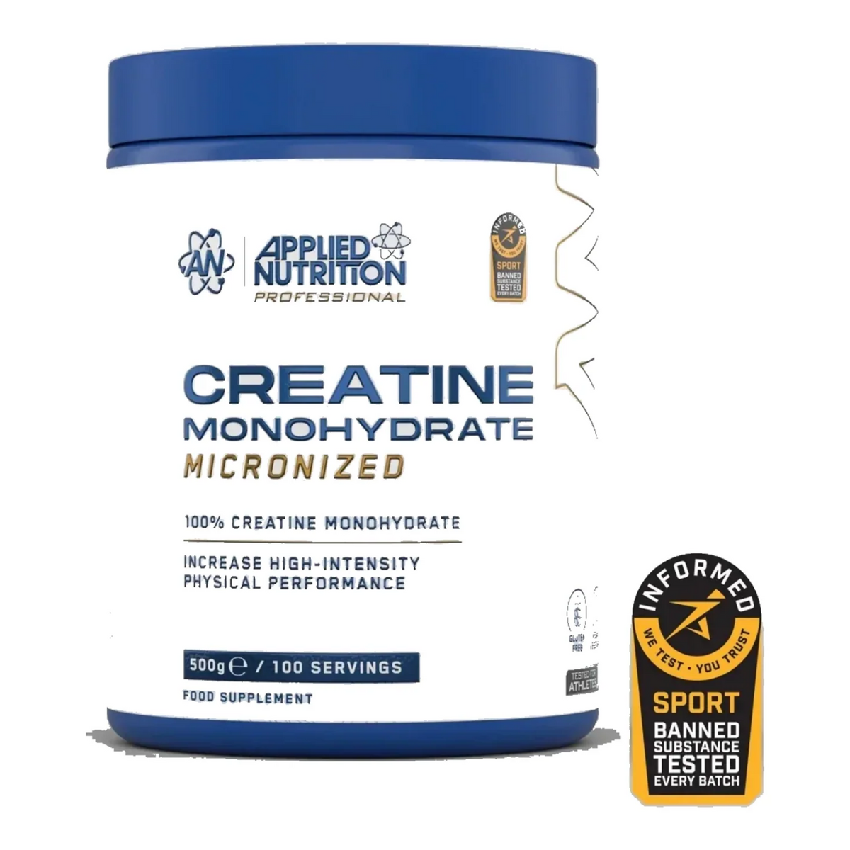 Pot d'Applied Nutrition Créatine Monohydrate micronisée nature, 500 g