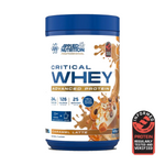 Pot d'Applied Nutrition Critical Whey, whey protéine, saveur Caramel Latte, 825 g