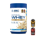Pot d'Applied Nutrition Critical Whey, whey protéine, saveur Vanille, 825 g