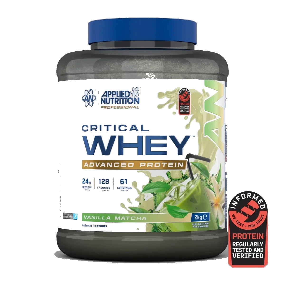 Pot d'Applied Nutrition Critical Whey, whey protéine, saveur Vanille Matcha, 2 kg