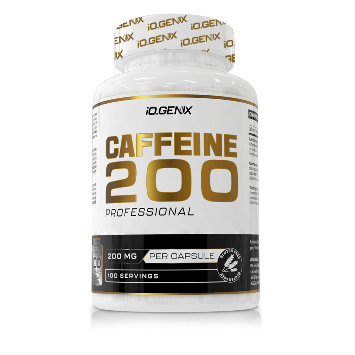 IO Genix Caffeine 200 mg 100 capsules - caféine anhydre en gélules