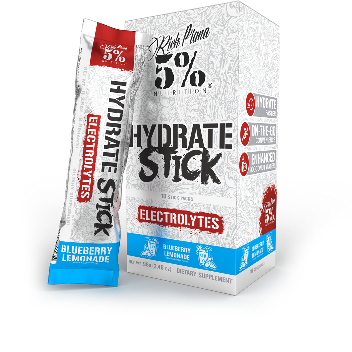 Boîte de 5% Nutrition Hydrate goût Blueberry Lemonade, sticks d'électrolytes