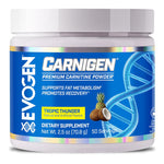 Pot d'Evogen Carnigen Powder, carnitine en poudre sans stimulant, saveur Tropic Thunder