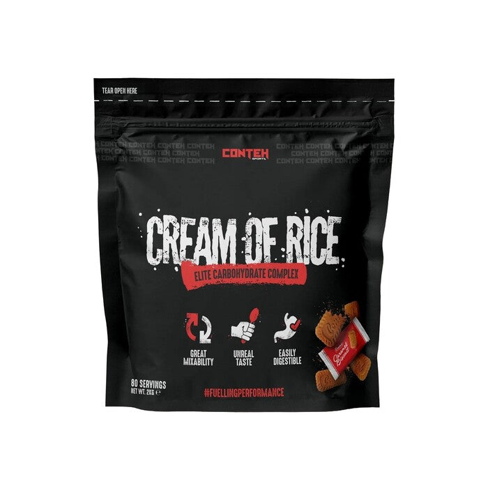 Pot de Conteh Sports Cream of Rice, crème de riz, saveur Biscuit Caramel