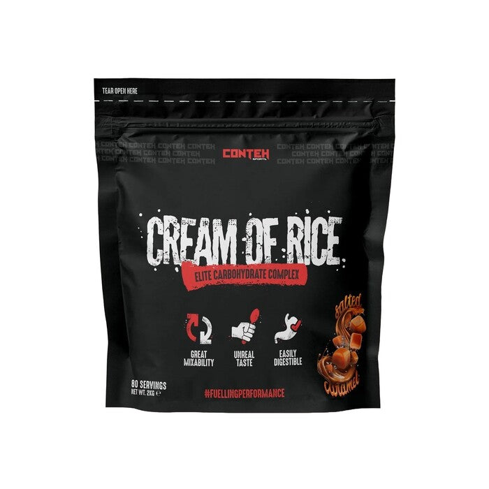 Pot de Conteh Sports Cream of Rice, crème de riz, saveur Caramel Salé
