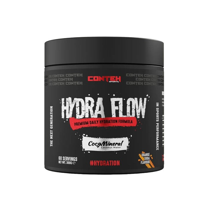 Pot de Conteh Sports Hydra Flow, formule d'hydratation à l'eau de coco, saveur Soda Orange