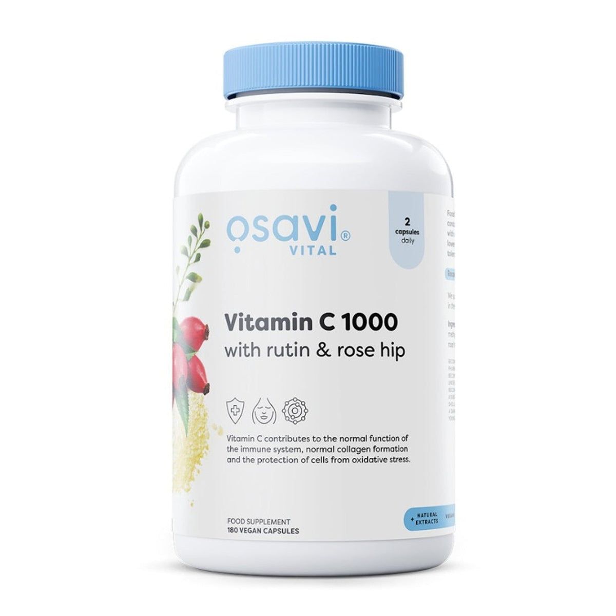Osavi Vitamine C 1000 mg, rutine & cynorrhodon, flacon de 180 gélules