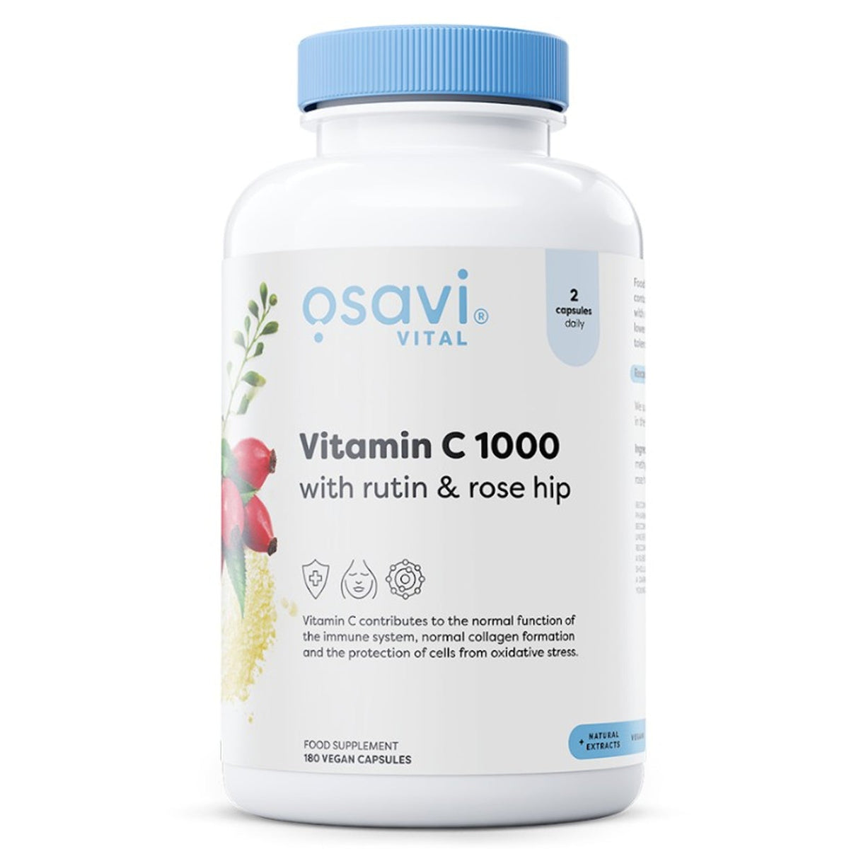 Osavi Vitamine C 1000 mg, rutine & cynorrhodon, flacon de 180 gélules