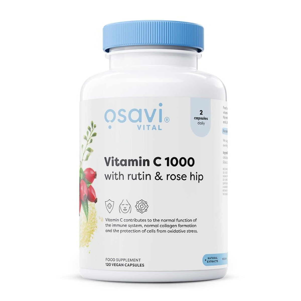 Osavi Vitamine C 1000 mg, rutine & cynorrhodon, flacon de 120 gélules