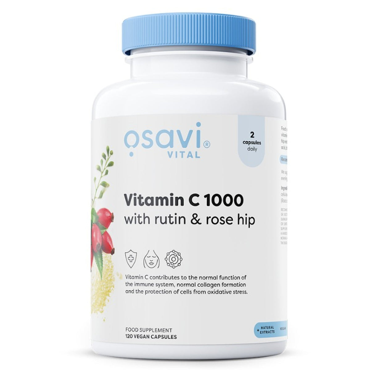 Osavi Vitamine C 1000 mg, rutine & cynorrhodon, flacon de 120 gélules