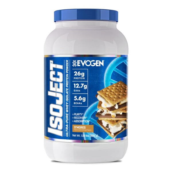 Pot d'Evogen IsoJect, isolat de whey filtré à froid, saveur S'Mores
