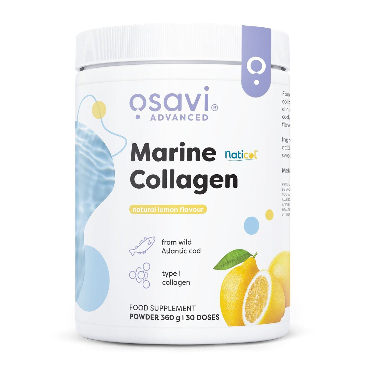 Osavi Collagène marin de cabillaud sauvage 360 g, flacon de citron
