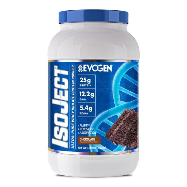 Pot d'Evogen IsoJect, isolat de whey filtré à froid, saveur Chocolat