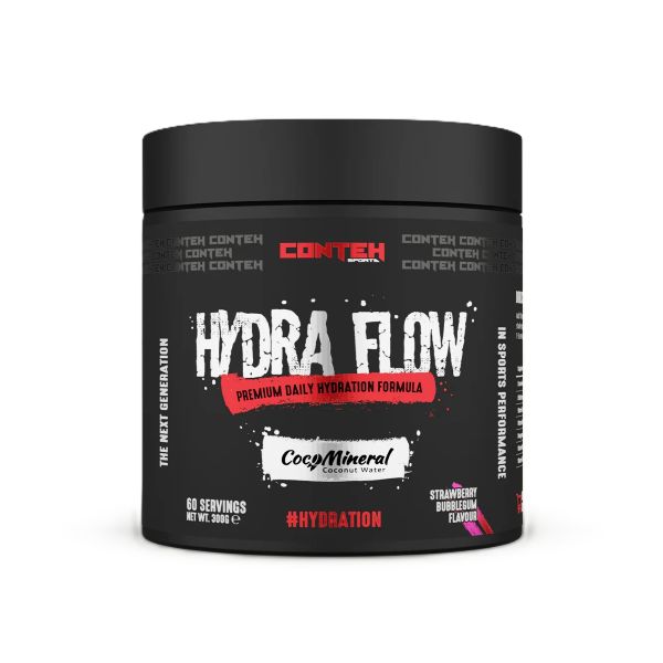 Pot de Conteh Sports Hydra Flow, formule d'hydratation à l'eau de coco, saveur Fraise Chewing-gum