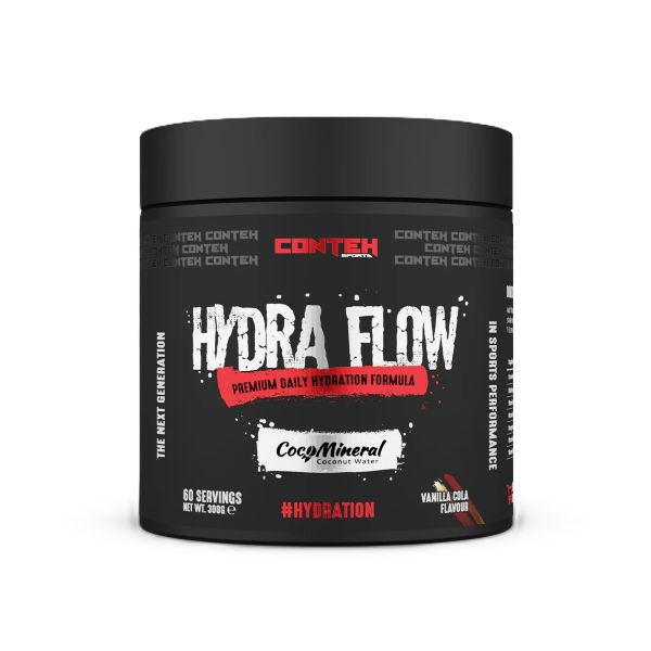 Pot de Conteh Sports Hydra Flow, formule d'hydratation à l'eau de coco, saveur Cola Vanille
