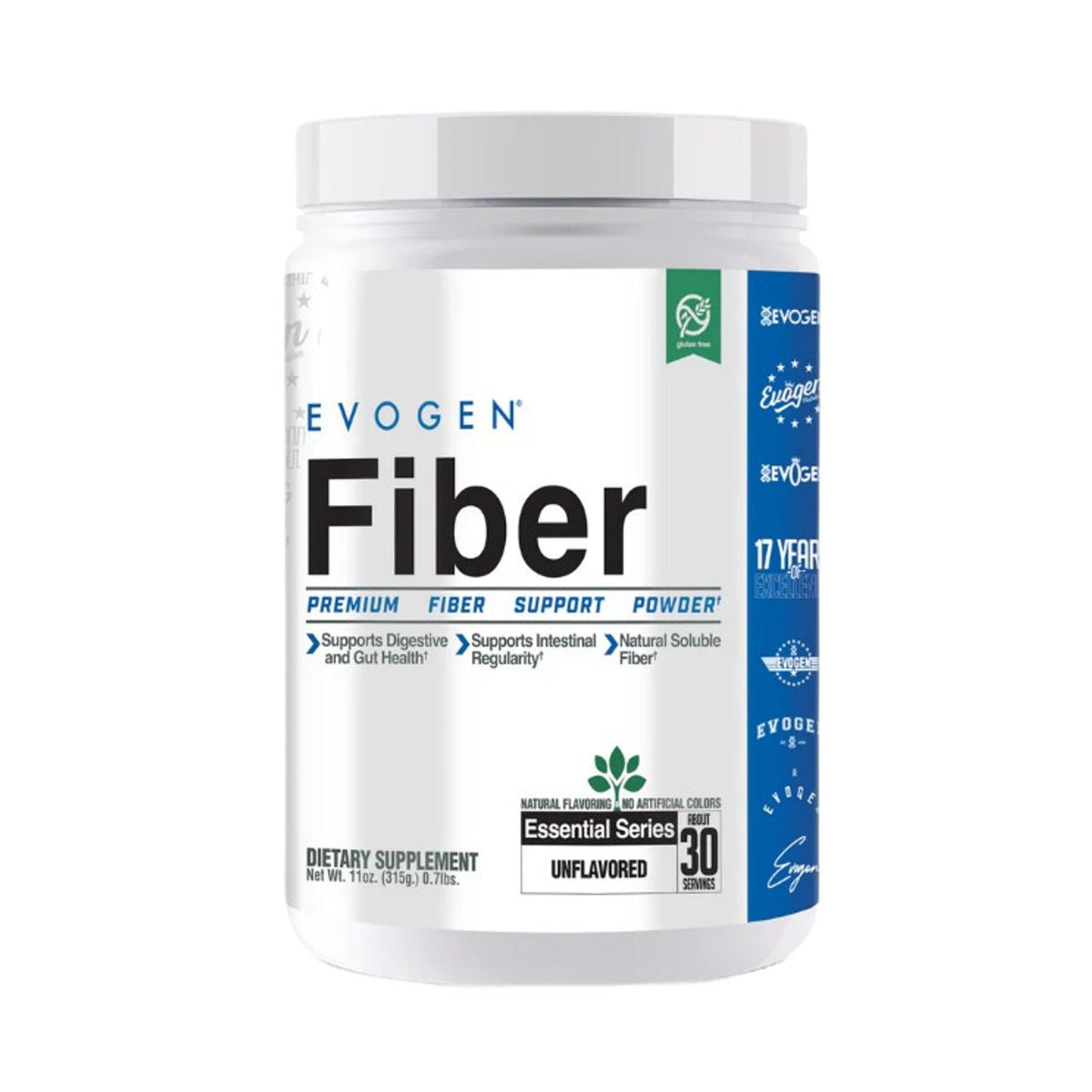 Pot d'Evogen Fiber, poudre de fibres psyllium et inuline, version Nature