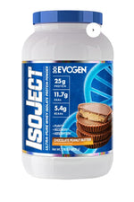 Pot d'Evogen IsoJect, isolat de whey filtré à froid, saveur Chocolat Cacahuète