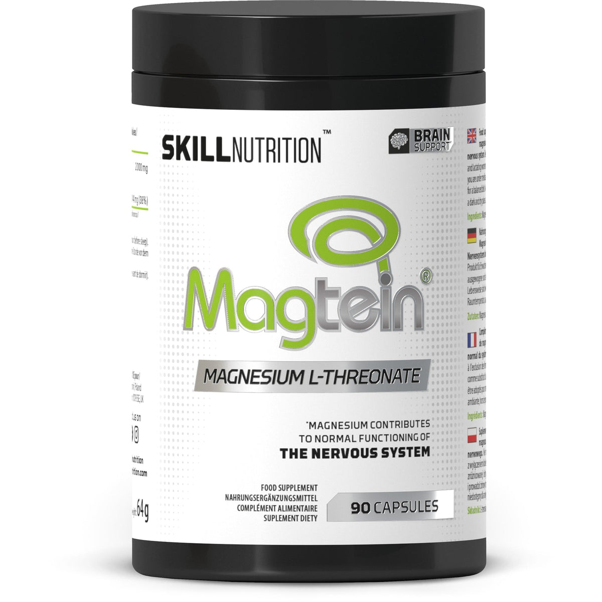 Skill Nutrition Magtein — L-Thréonate de Magnésium — 90 gélules
