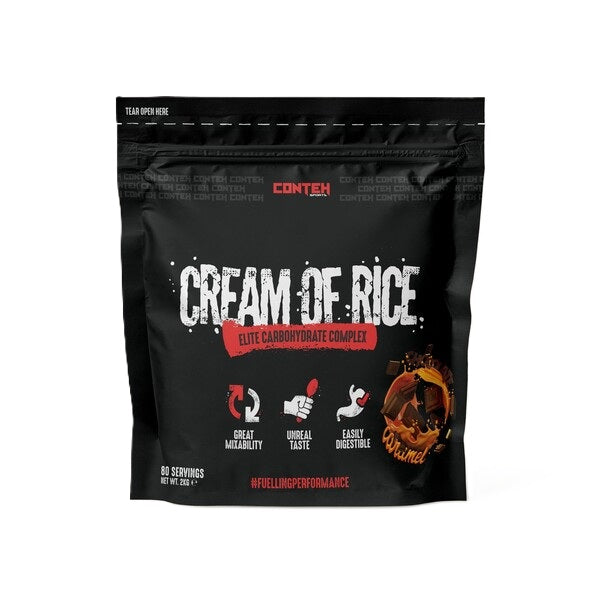 Pot de Conteh Sports Cream of Rice, crème de riz, saveur Chocolat Caramel