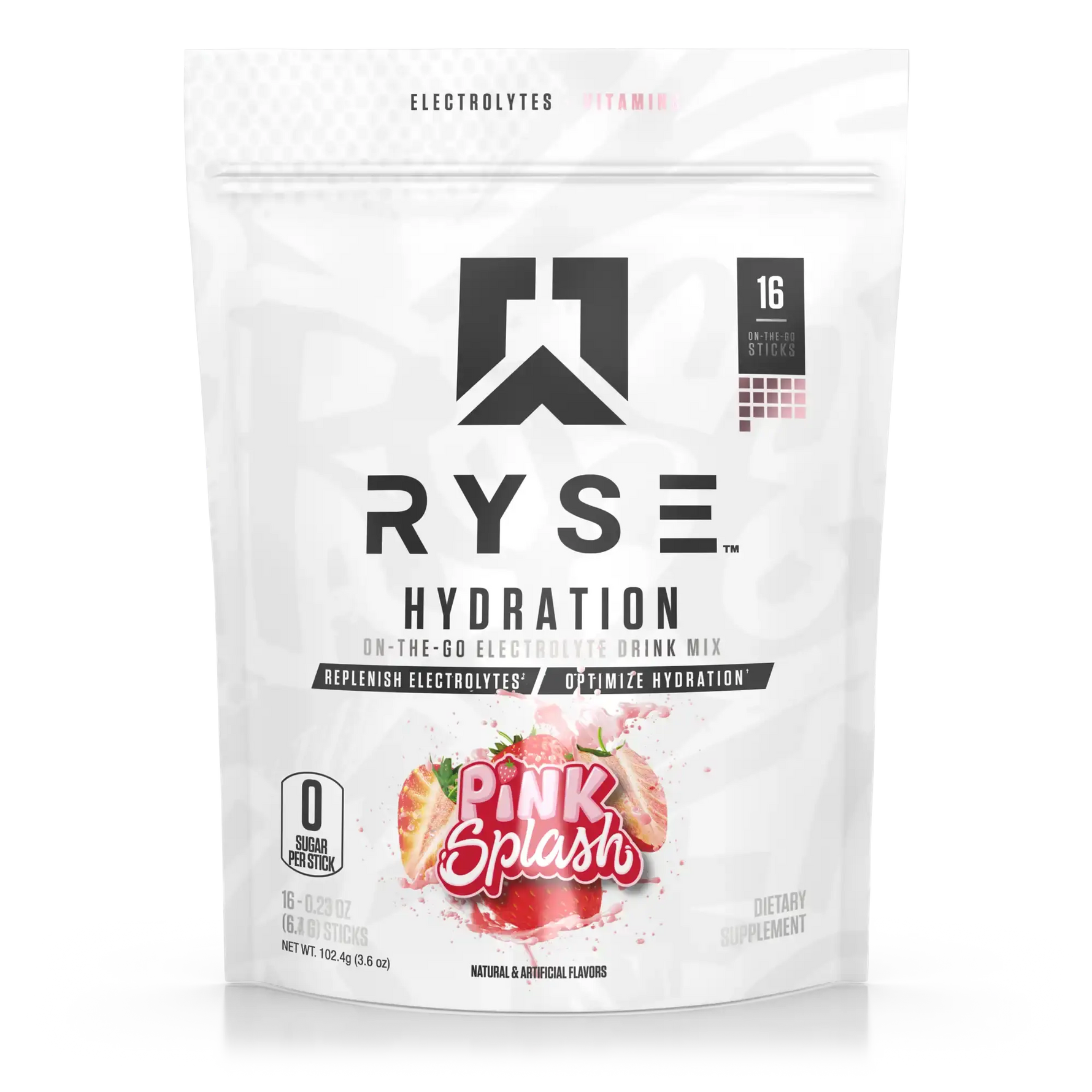 RYSE Hydration Sticks Pink Splash, sachet de 16 sticks d'électrolytes