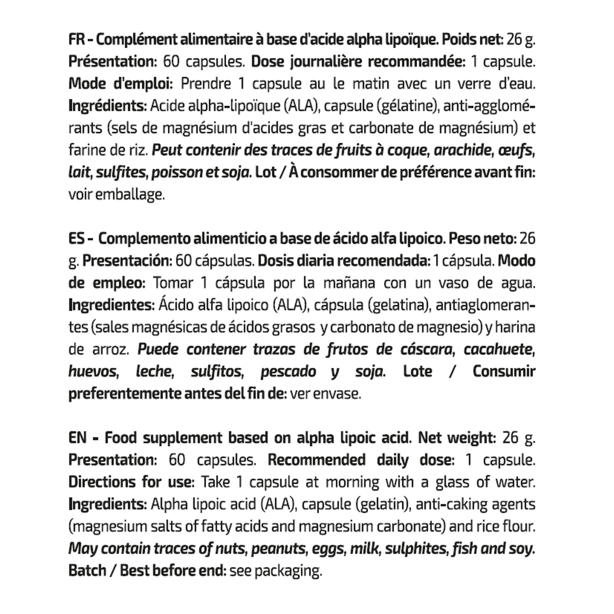IO Genix R-ALA 250 mg - acide alpha-lipoïque R en gélules